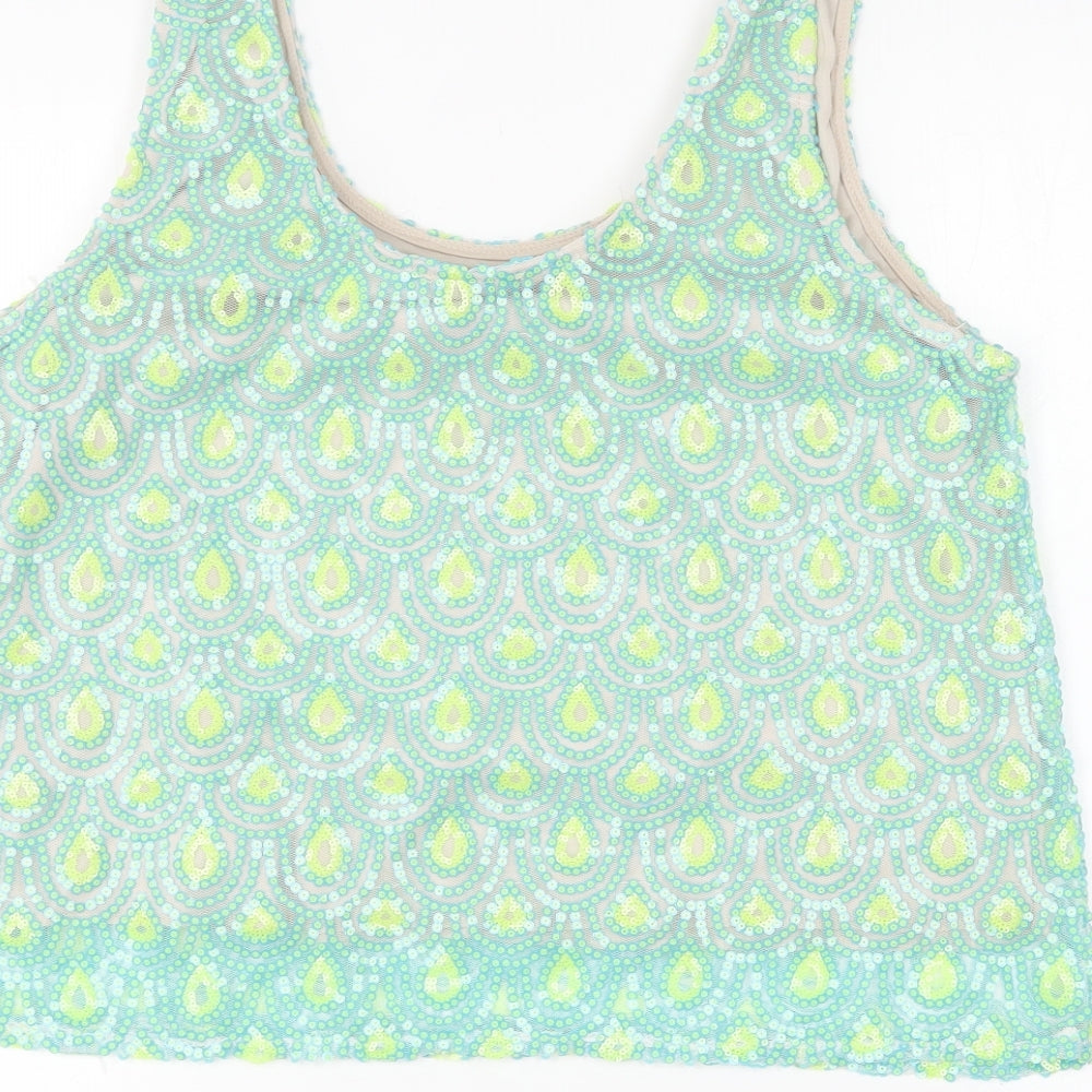 Womens UK Size 16 Poppy Lux Green Basic Tank