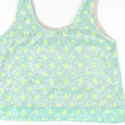 Womens UK Size 16 Poppy Lux Green Basic Tank
