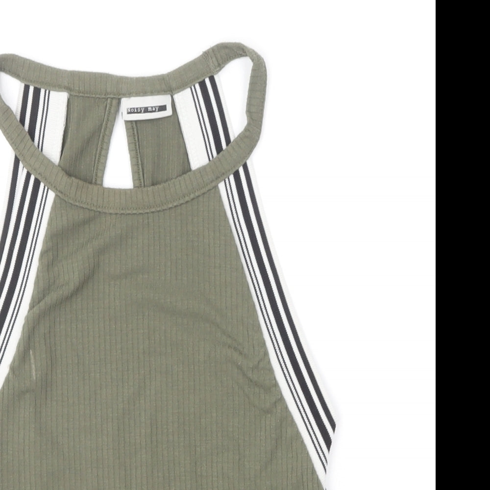 Noisy may Womens Green Polyester Cropped T-Shirt Size 10 Halter