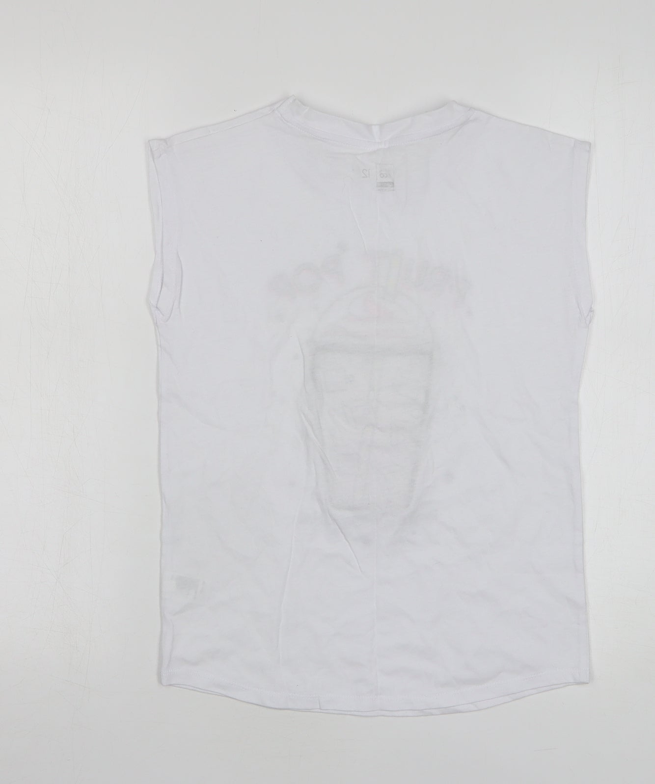 Clothing Co Girls White Cotton Basic Tank Size 12 Years Round Neck Pullover - Fruit Pop