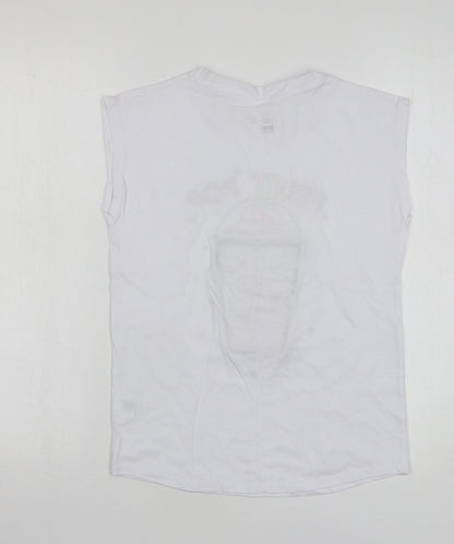 Clothing Co Girls White Cotton Basic Tank Size 12 Years Round Neck Pullover - Fruit Pop