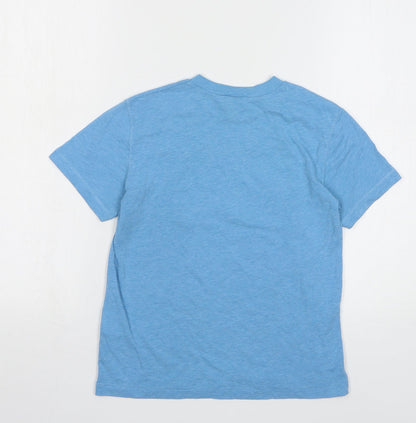 United Colors of Benetton Boys Blue Cotton Basic T-Shirt Size 7-8 Years Round Neck Pullover - World Tour 93