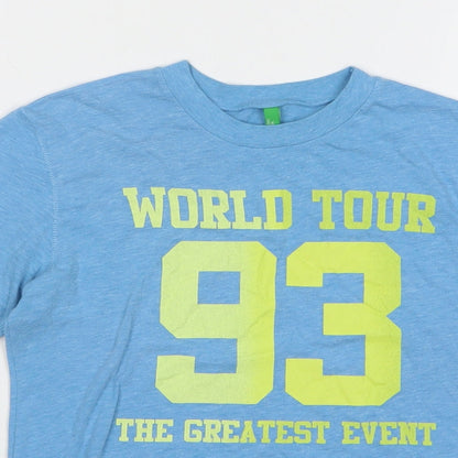 United Colors of Benetton Boys Blue Cotton Basic T-Shirt Size 7-8 Years Round Neck Pullover - World Tour 93