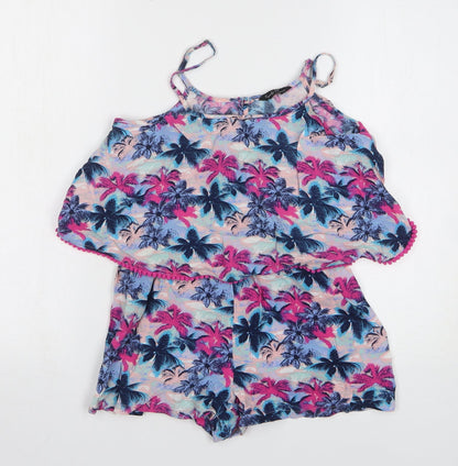 Candy Couture Girls Multicoloured Floral Viscose Playsuit One-Piece Size 13 Years Pullover
