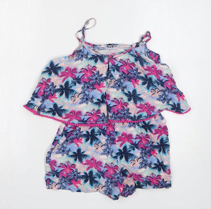 Candy Couture Girls Multicoloured Floral Viscose Playsuit One-Piece Size 13 Years Pullover