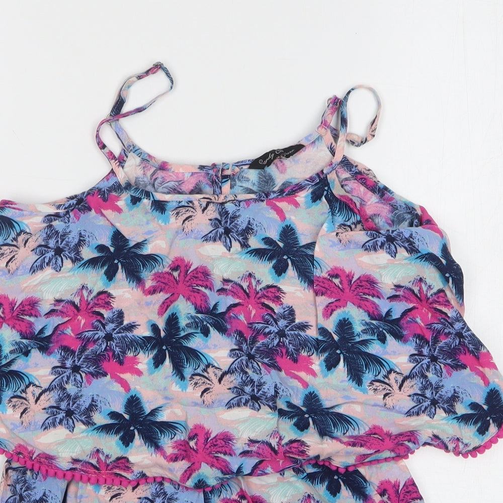 Candy Couture Girls Multicoloured Floral Viscose Playsuit One-Piece Size 13 Years Pullover
