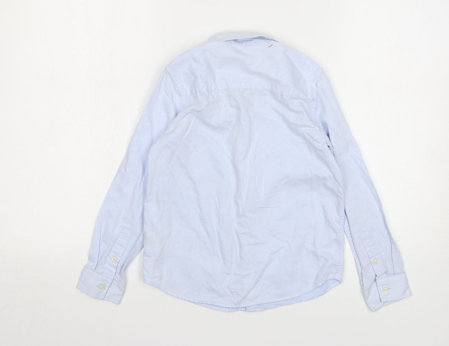 Marks and Spencer Boys Blue Cotton Basic Button-Up Size 8 Years Collared Button
