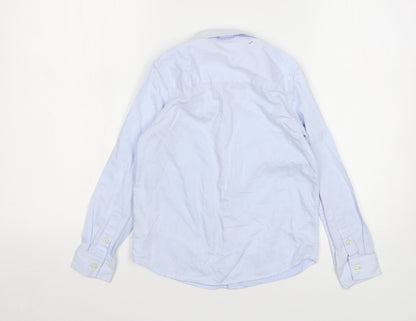 Marks and Spencer Boys Blue Cotton Basic Button-Up Size 8 Years Collared Button