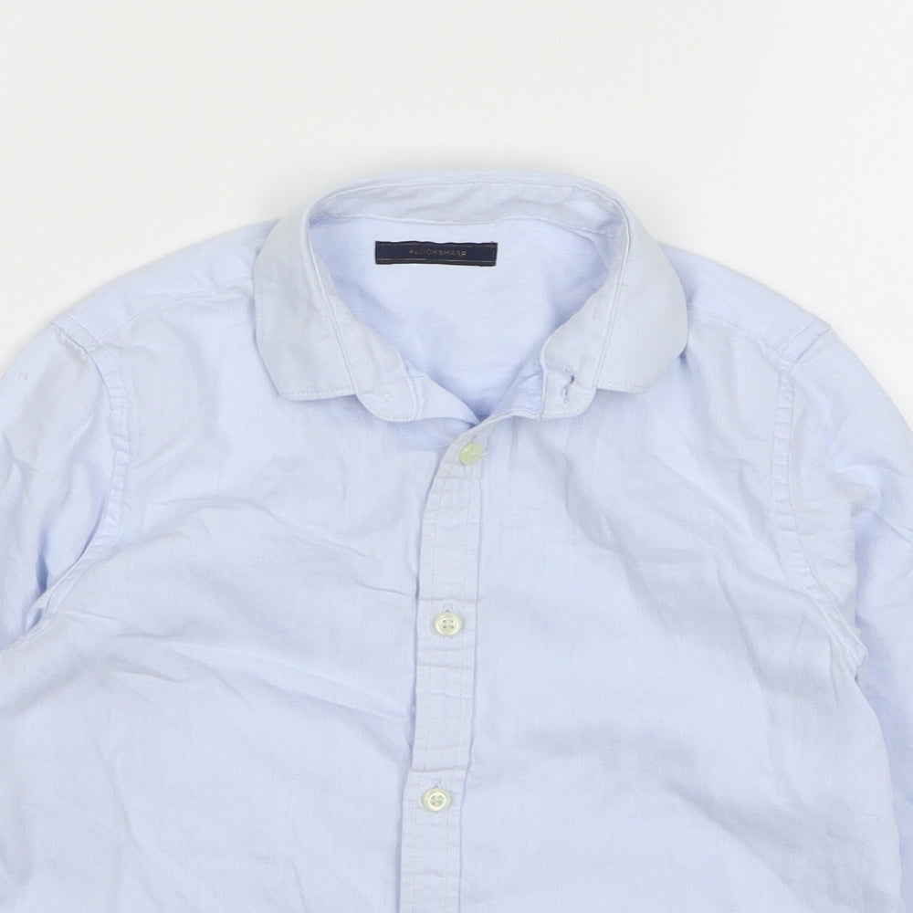 Marks and Spencer Boys Blue Cotton Basic Button-Up Size 8 Years Collared Button