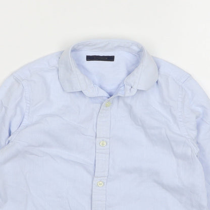 Marks and Spencer Boys Blue Cotton Basic Button-Up Size 8 Years Collared Button