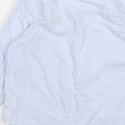 Marks and Spencer Boys Blue Cotton Basic Button-Up Size 8 Years Collared Button