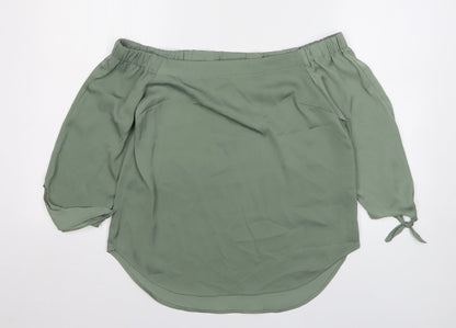 Womens UK Size 10 Warehouse Green Basic Blouse