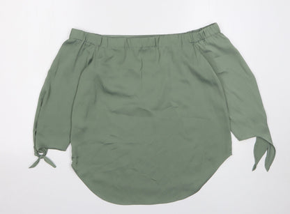 Womens UK Size 10 Warehouse Green Basic Blouse