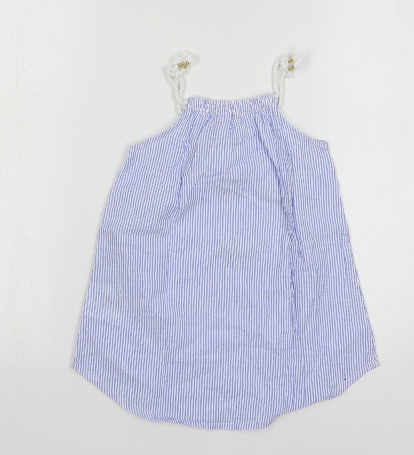 H&M Girls Blue Striped Cotton Tank Dress Size 2 Years Square Neck Pullover