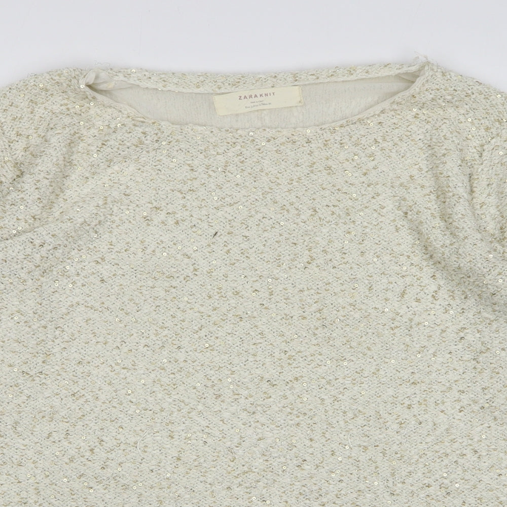 Womens UK Size L Zara Beige Pullover Jumper