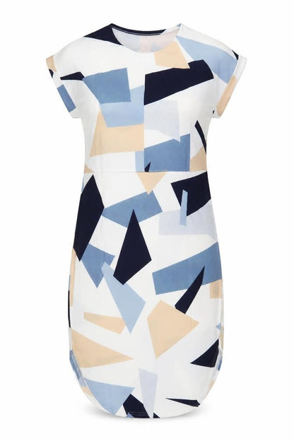 SheIn Womens White Geometric Polyester Shift Size S V-Neck Pullover