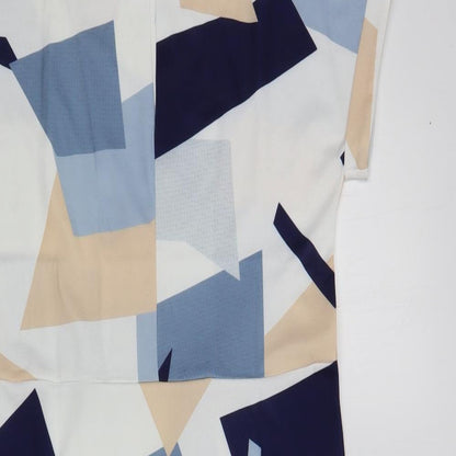 SheIn Womens White Geometric Polyester Shift Size S V-Neck Pullover