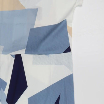 SheIn Womens White Geometric Polyester Shift Size S V-Neck Pullover