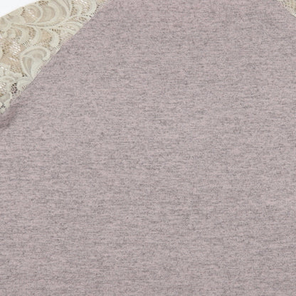 SheIn Womens Purple Polyester Basic Blouse Size L Boat Neck - Lace Detail