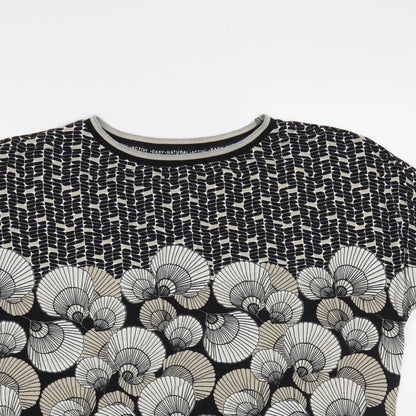 Olsen Womens Black Geometric Viscose Basic Blouse Size L Round Neck