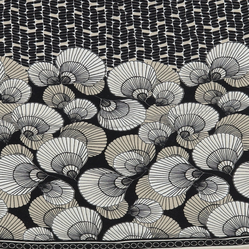 Olsen Womens Black Geometric Viscose Basic Blouse Size L Round Neck