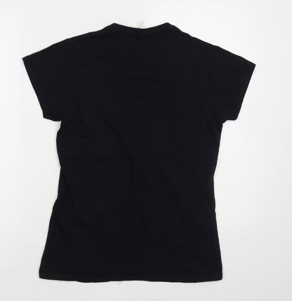 Womens UK Size M Gildan Black Basic T-Shirt