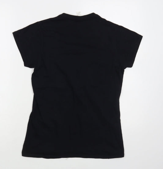 Womens UK Size M Gildan Black Basic T-Shirt