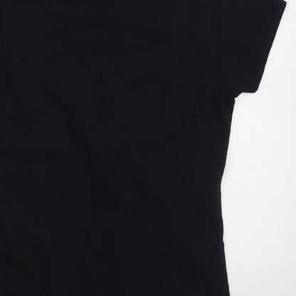 Womens UK Size M Gildan Black Basic T-Shirt