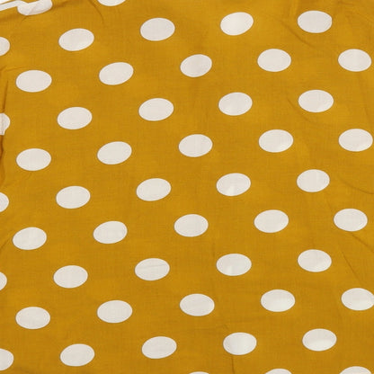 Primark Womens Yellow Polka Dot Viscose Basic Button-Up Size 12 Collared