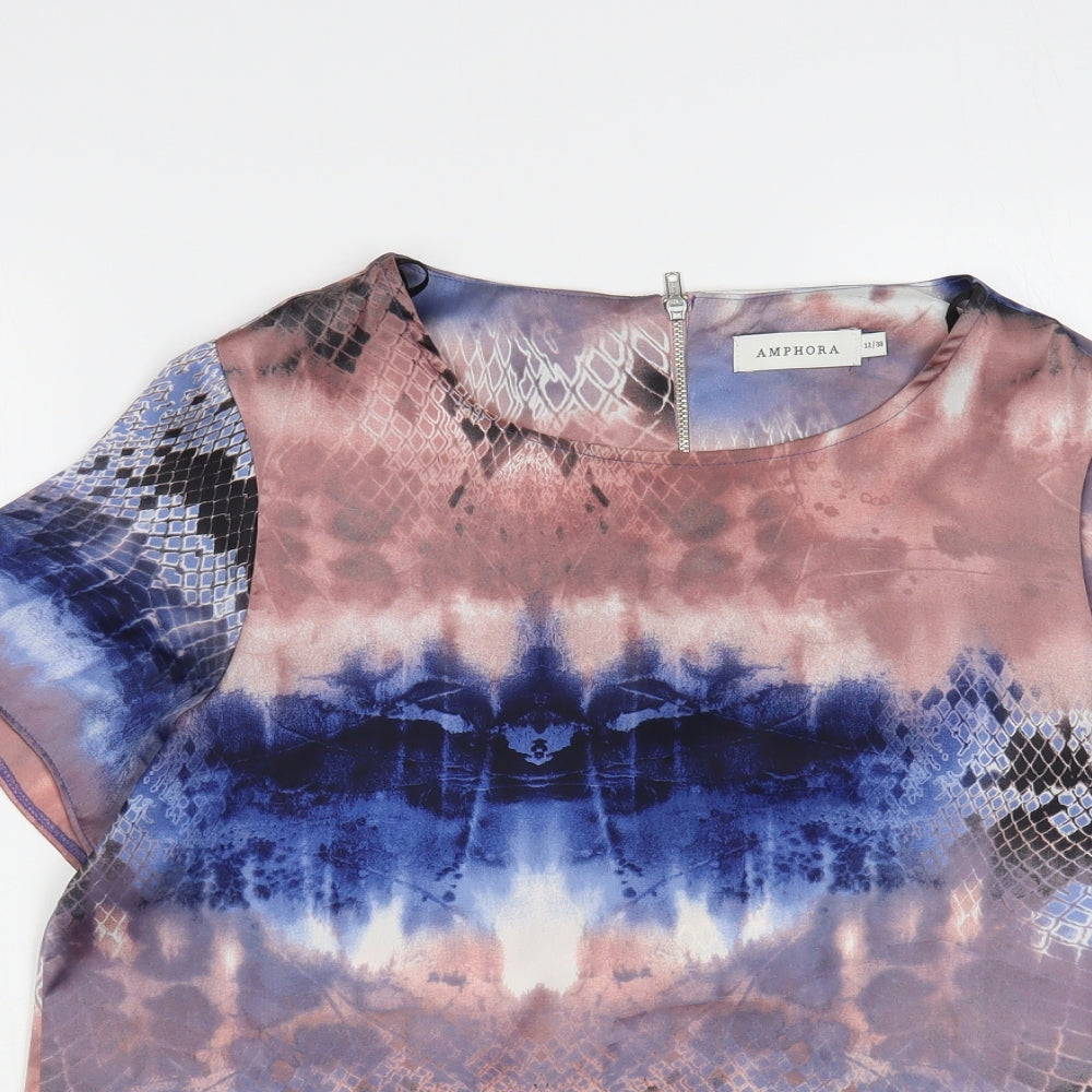 Womens UK Size 12 Amphora Multicoloured Basic Blouse
