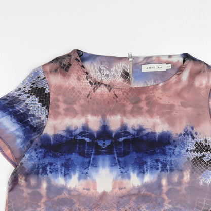 Womens UK Size 12 Amphora Multicoloured Basic Blouse