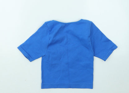 Primark Womens Blue Nylon Basic T-Shirt Size 6 Scoop Neck
