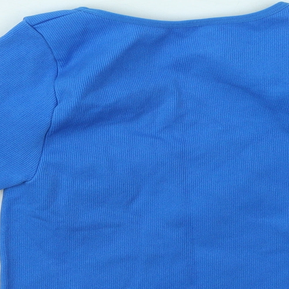 Primark Womens Blue Nylon Basic T-Shirt Size 6 Scoop Neck