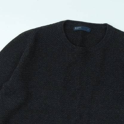 Easy Mens Grey Round Neck Cotton Pullover Jumper Size L