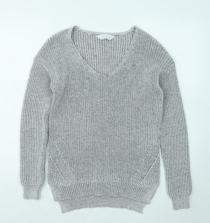 Primark Womens Grey V-Neck Polyester Pullover Jumper Size 6