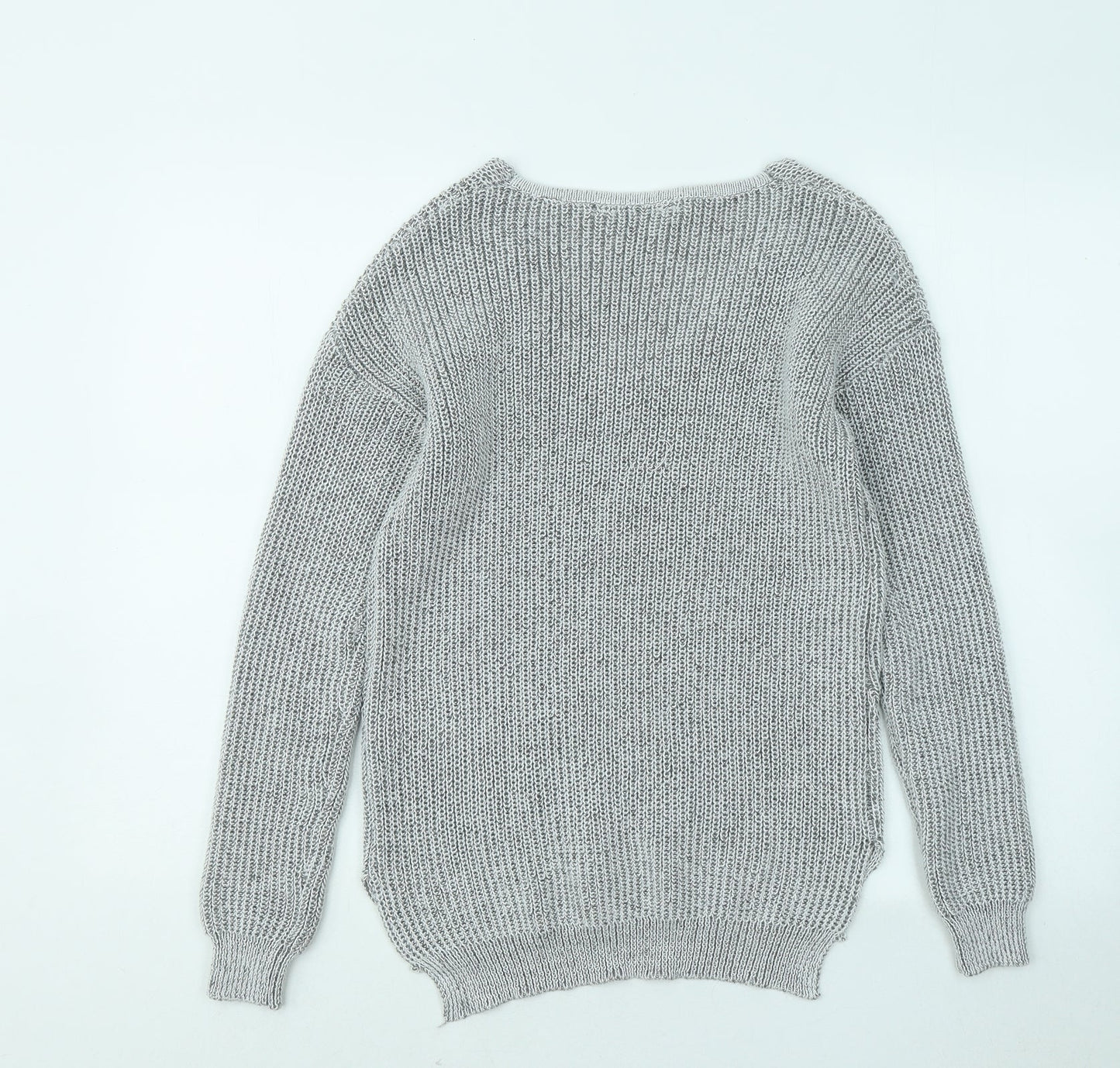 Primark Womens Grey V-Neck Polyester Pullover Jumper Size 6