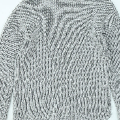 Primark Womens Grey V-Neck Polyester Pullover Jumper Size 6