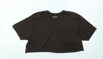 Womens UK Size S PRETTYLITTLETHING Brown Cropped T-Shirt
