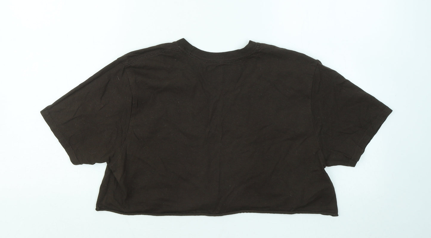 Womens UK Size S PRETTYLITTLETHING Brown Cropped T-Shirt