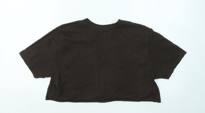 Womens UK Size S PRETTYLITTLETHING Brown Cropped T-Shirt