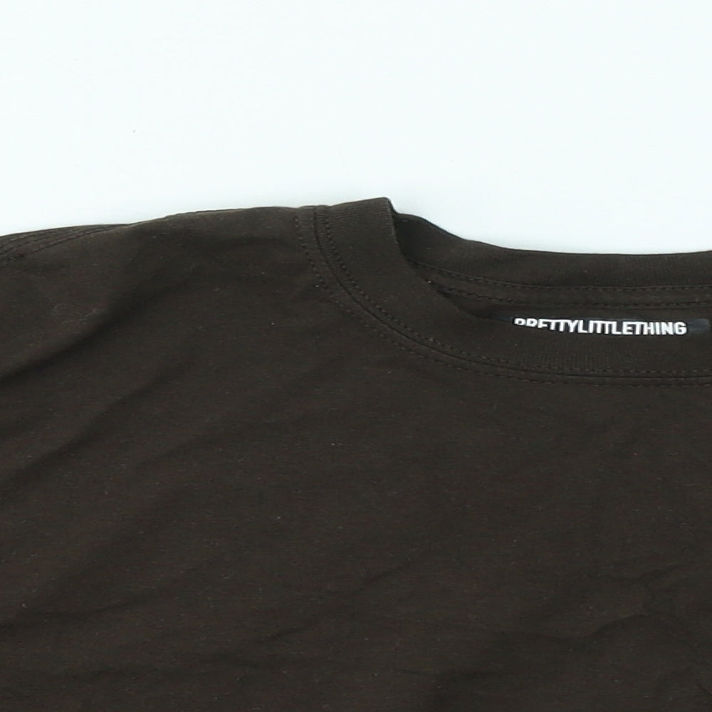 Womens UK Size S PRETTYLITTLETHING Brown Cropped T-Shirt