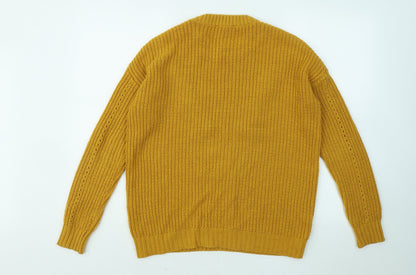 Primark Womens Yellow Round Neck Acrylic Pullover Jumper Size 4