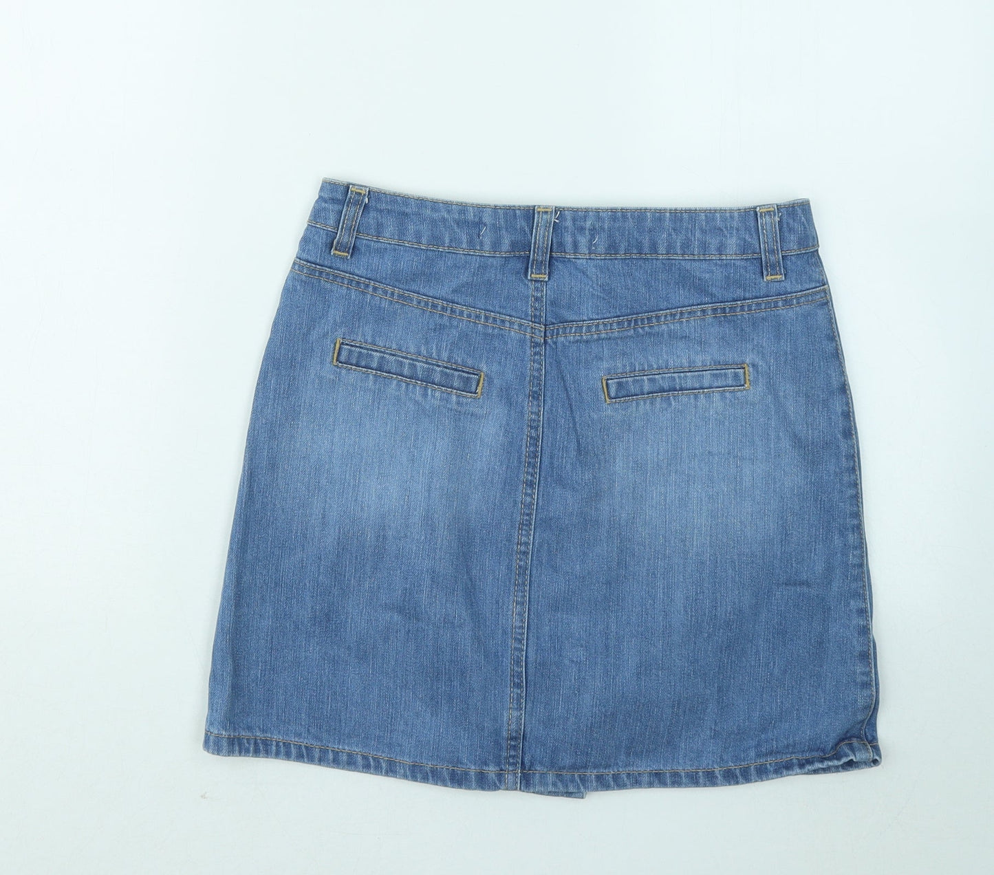 New Look Womens Blue Cotton A-Line Skirt Size 8 Button