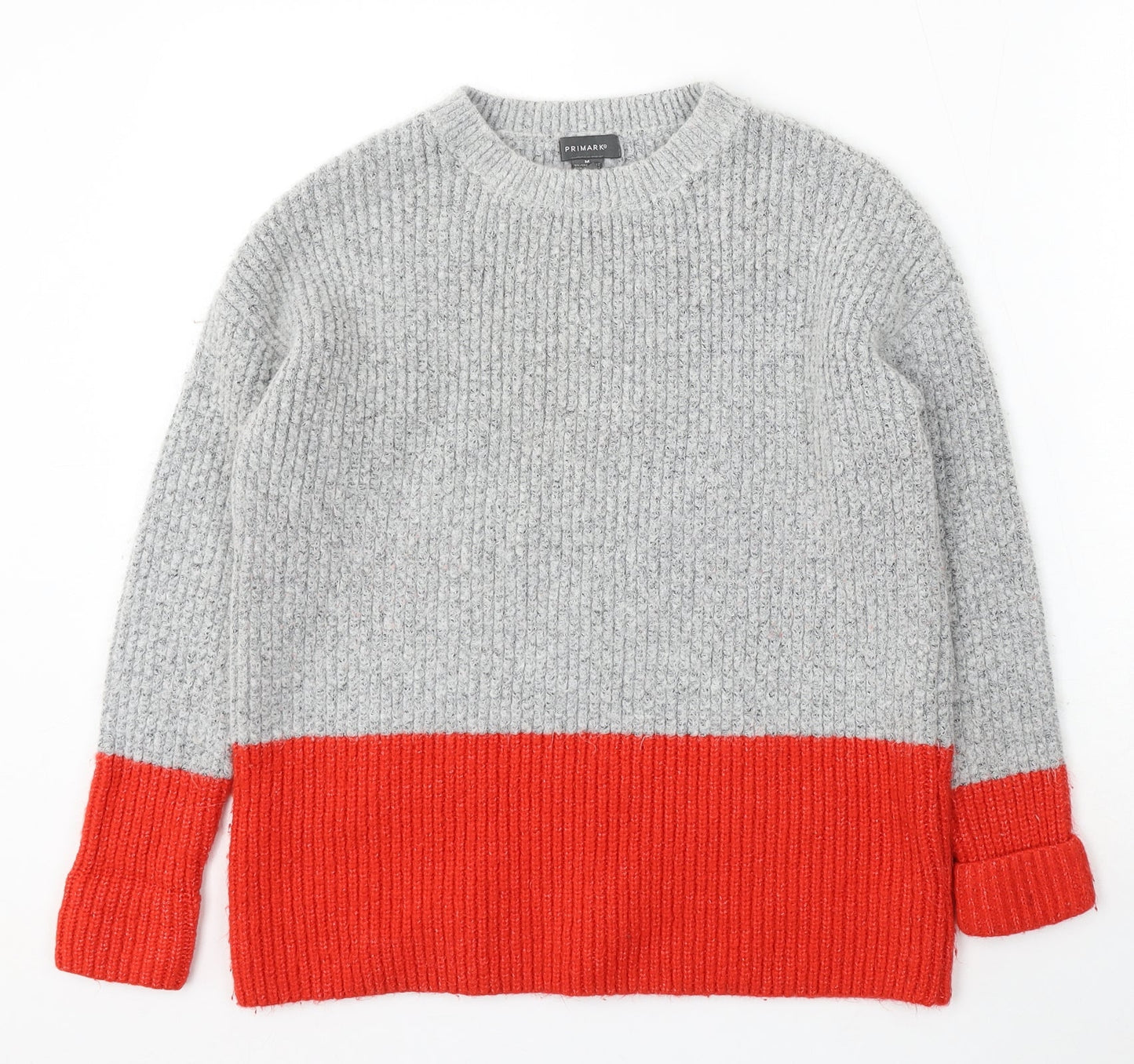 Primark Womens Grey Round Neck Acrylic Pullover Jumper Size M