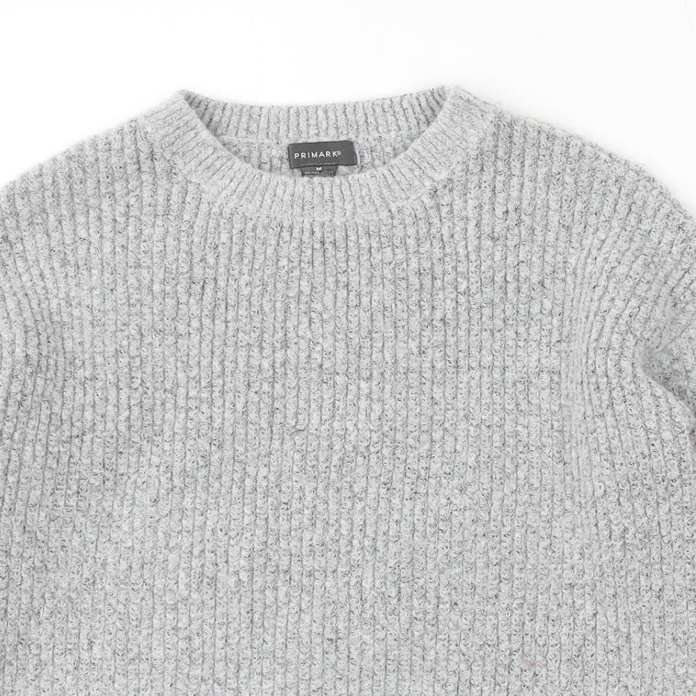 Primark Womens Grey Round Neck Acrylic Pullover Jumper Size M