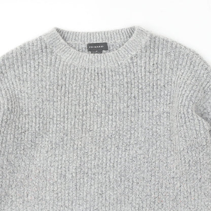 Primark Womens Grey Round Neck Acrylic Pullover Jumper Size M