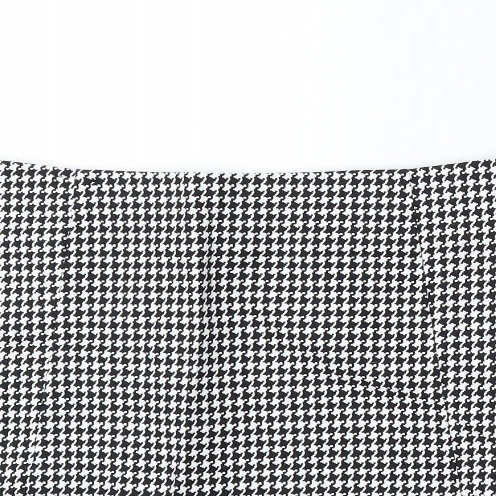 New Look Womens White Geometric Cotton A-Line Skirt Size 14 Zip