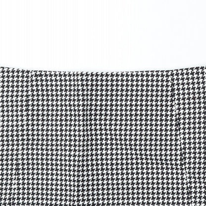 New Look Womens White Geometric Cotton A-Line Skirt Size 14 Zip