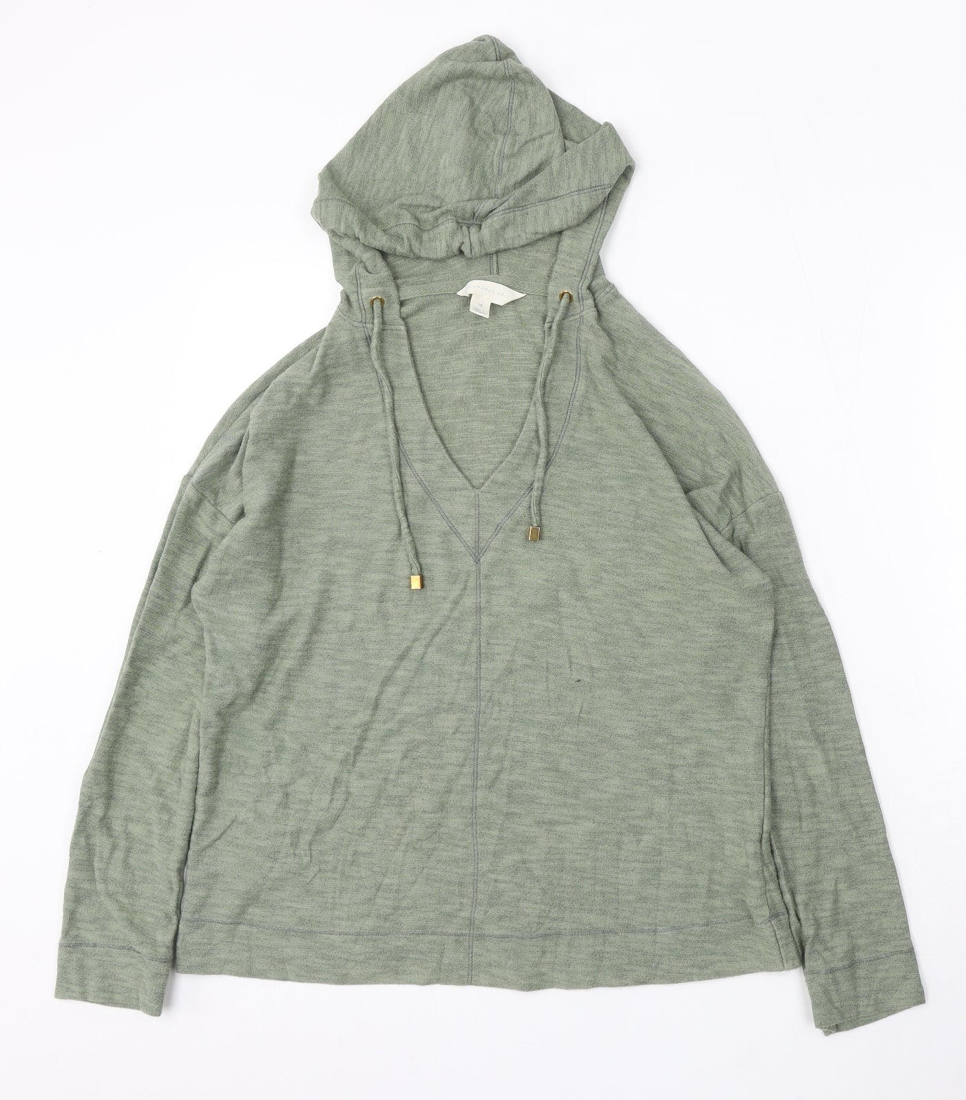 The Lounge Edit Womens Green Cotton Pullover Hoodie Size 10