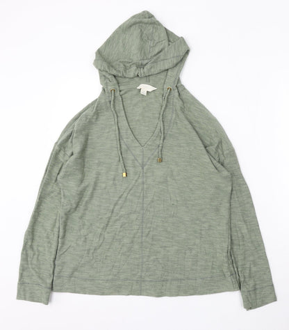 The Lounge Edit Womens Green Cotton Pullover Hoodie Size 10